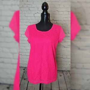Short Sleeve Pink Lace T-Shirt